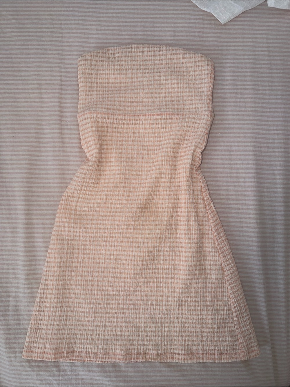 Aritzia Strapless Coral Textured Mini Dress